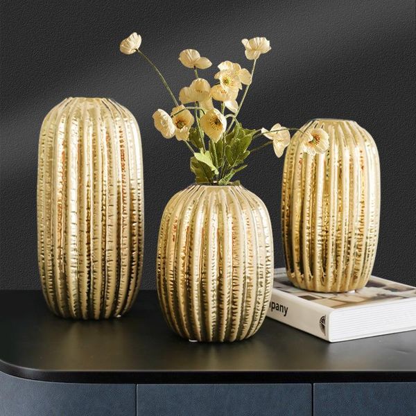 

vases golden ceramic vase home decor flower european living room wedding decoration plants container ornaments gift