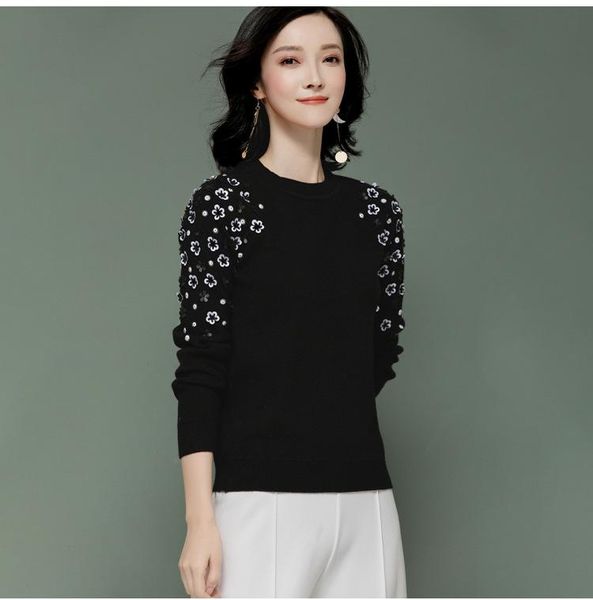 

soft mink velvet 2021 autumn women's loose round neck pullover sweater long-sleeved sweaters, White;black