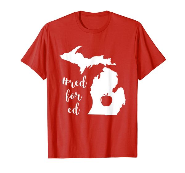 

red for ed t-shirt michigan teacher public education t-shirt, White;black