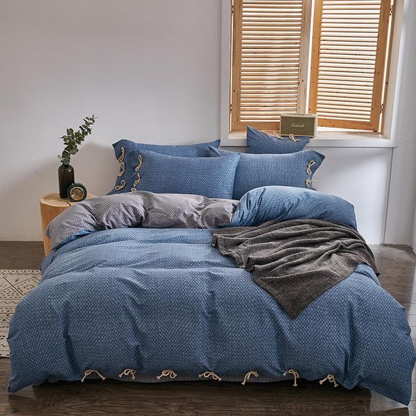 

100% cotton bedding single double bed set duvet cover what solid color simple 4pc150,220 sets