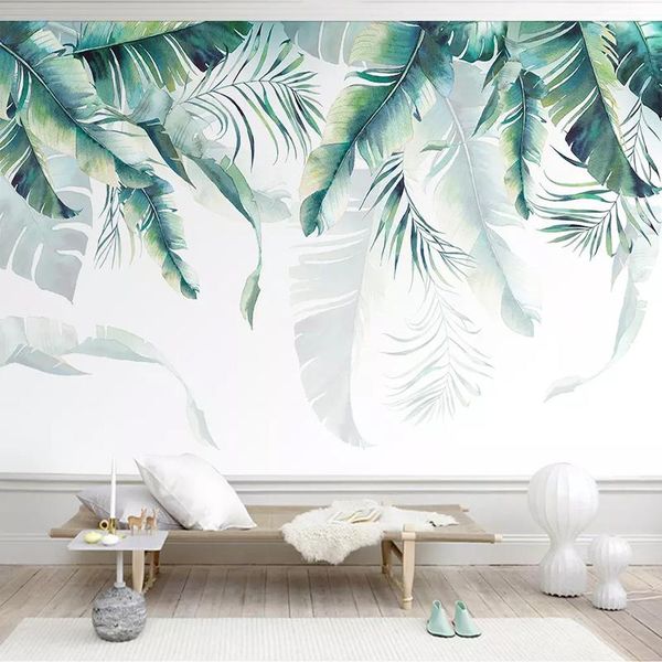 

custom any size wall mural papel de parede 3d abstract banana leaves po wallpaper living room sofa tv background home decor wallpapers