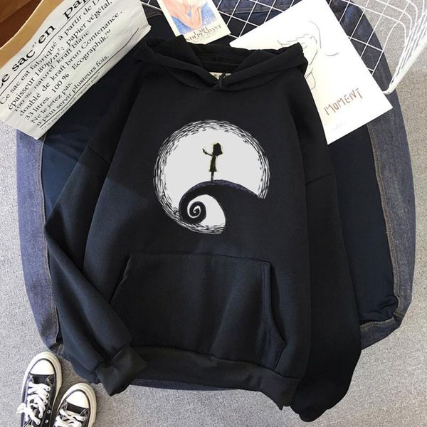 

women's hoodies & sweatshirts pure cotton harajuku little nightmares pattern hoodie sweatshirt pullover kawaii cartoon women hip hop cl, Black