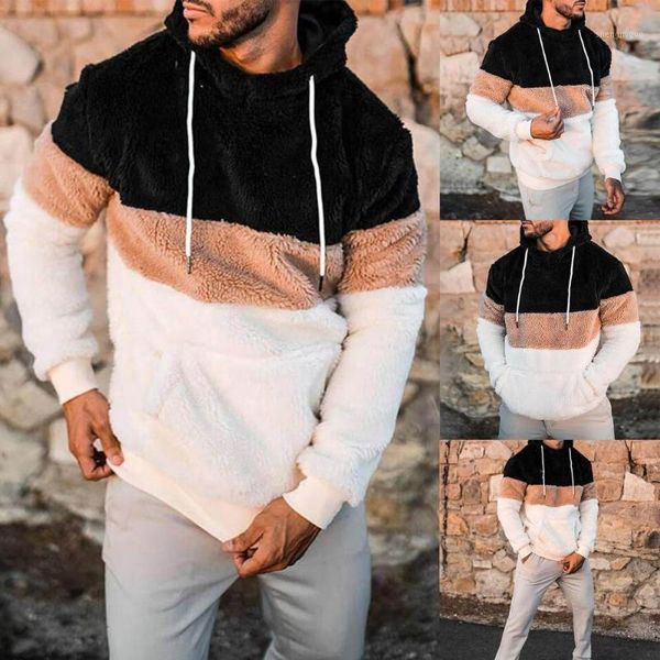 

men's sweaters men pullovers skin-friendly trendy long sleeve plush sweatshirt slim fluffy casual drawstring, White;black