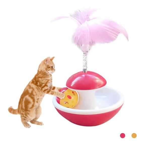 

cat toys kitten toy rolling scratching ball cute funny pet play doll tumbler interactive train feather