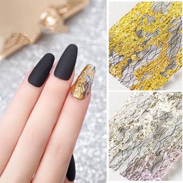 

pack transfer nail foil tape japanese art diy mesh sticker gold silver net line decorations1, Silver;gold