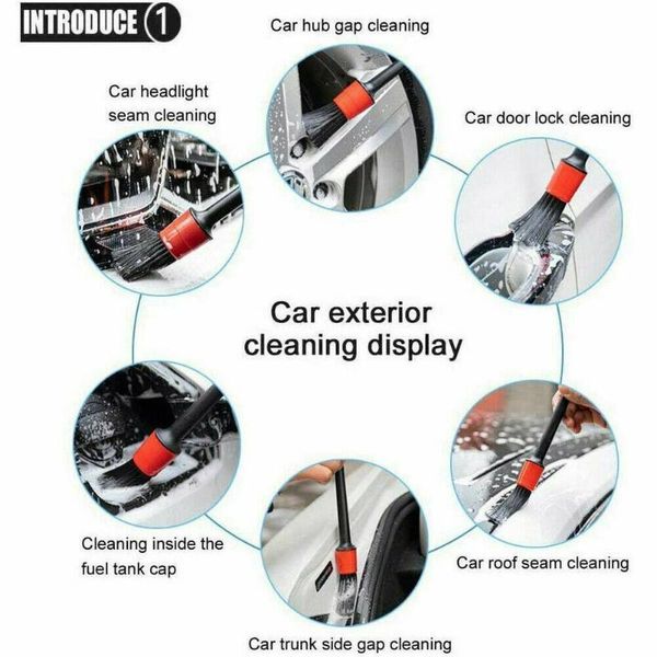 

car sponge 5pcs detailing brushes cleaning brush set wheels tire interior exterior leather air vents kit tools