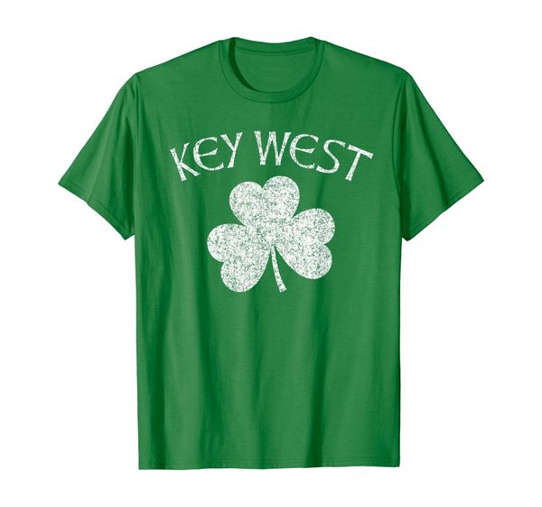 

key west irish shamrock distressed print t-shirt, White;black