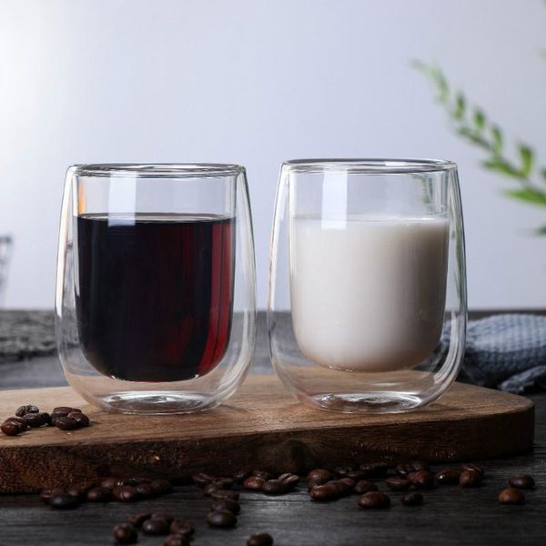 

double wall glass cup coffee mugs transparent drinking wine glasses
