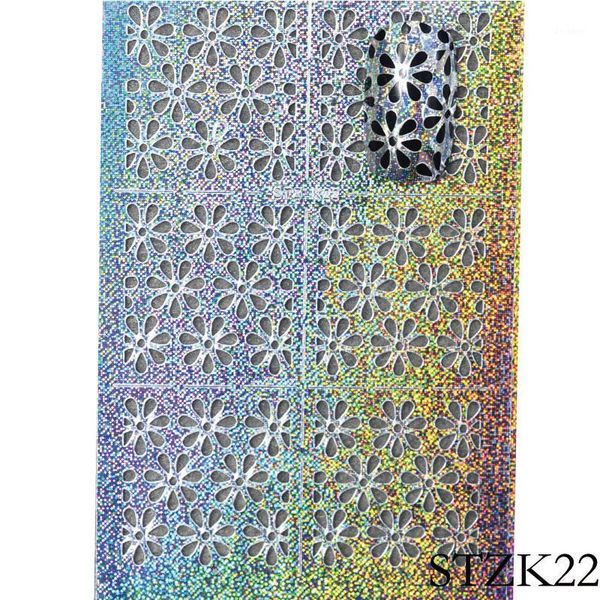 

wholesale-24 sheets irregular grid nail art hollow laser silver template stencil stickers vinyls image guide polish manicure1, Black
