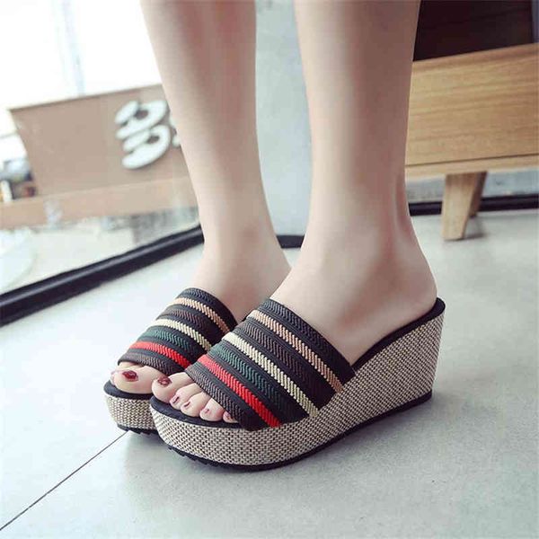 

sandals summer women special rome style mixed colors female fashion gingham slippers platform wees shoes, Black