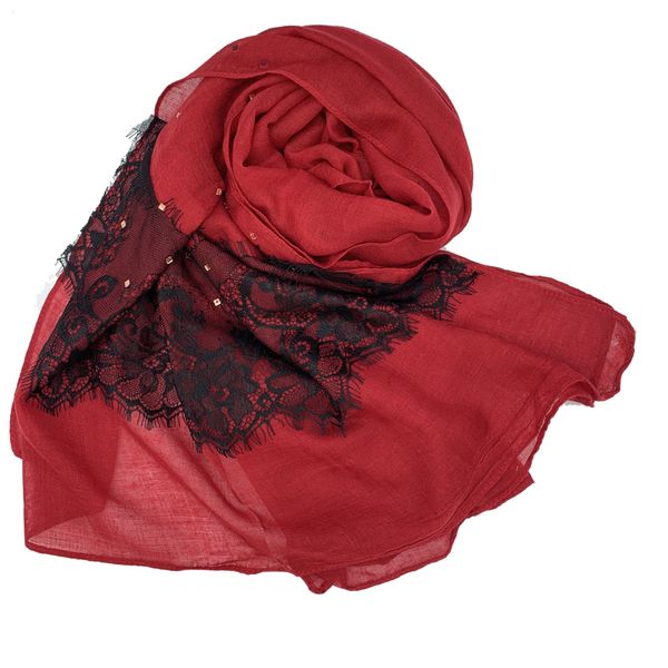 Commercio all'ingrosso di Cotone Traspirante Sciarpa Musulmana Hijab Del Merletto Turbante Hijab Foulard Islamico Testa Femminile Avvolge Foulard Femme Musulman