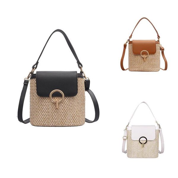 

evening bags small straw bucket for women summer crossbody lady travel purses and handbags female shoulder simple bag