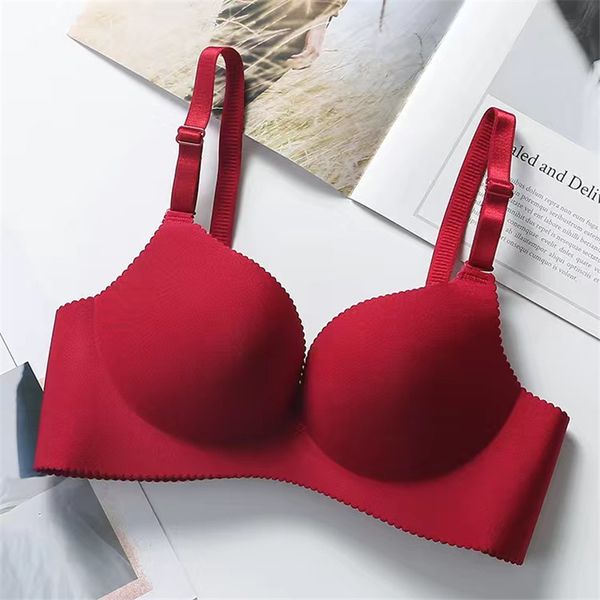 

comfort wireless bras for women underwear seamless solid pink black bras lingerie push up bralette female intimates pan, Red;black