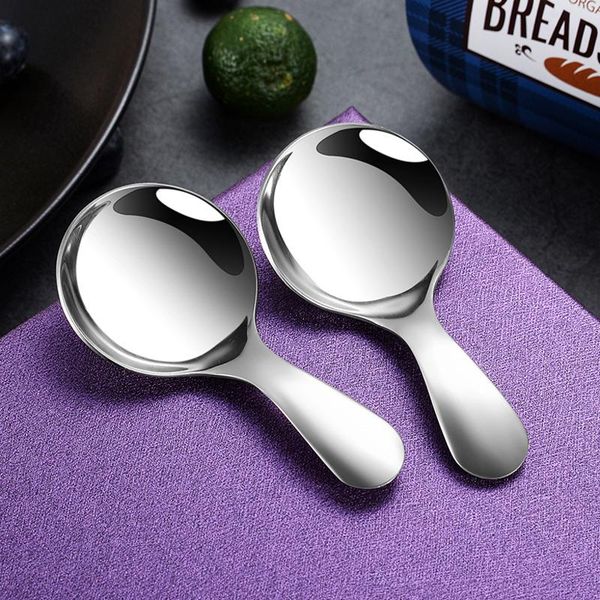 

spoons 5pcs stainless steel cute ice cream spoon short handle salt spice condiment metal kitchen coffee tea scoop