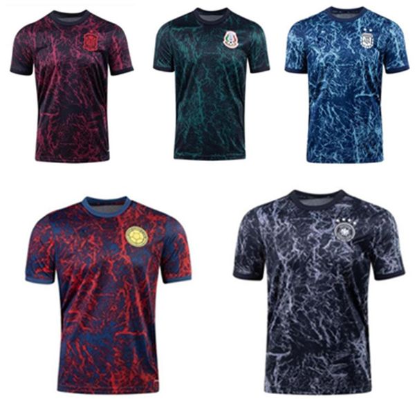 

mexico 2021 pre match training soccer jersey argentina spain germany men wear colombia football shirts, Black;yellow