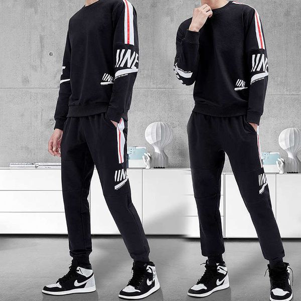 

tracksuits casual suit sweater autumn korean large size youth men's sports running fitness clothing, Gray