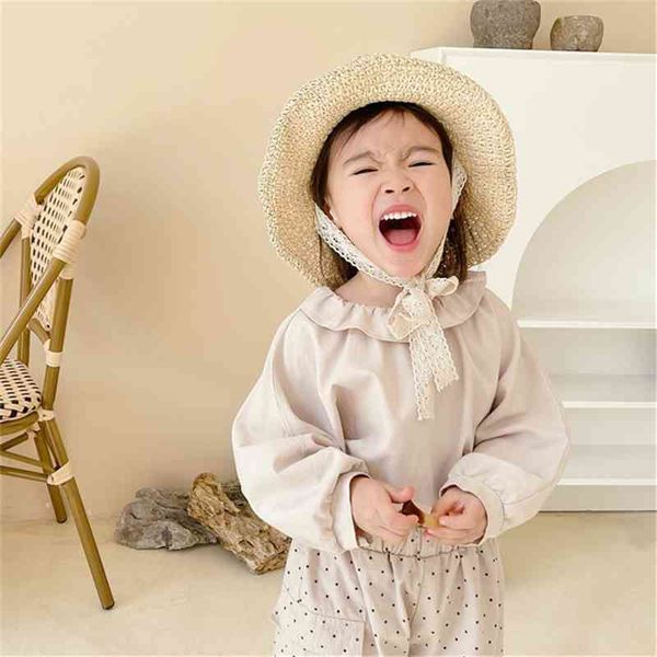 

spring arrival girls long sleeve cotton blolues kids korean design blouses clothing 210528, White;black