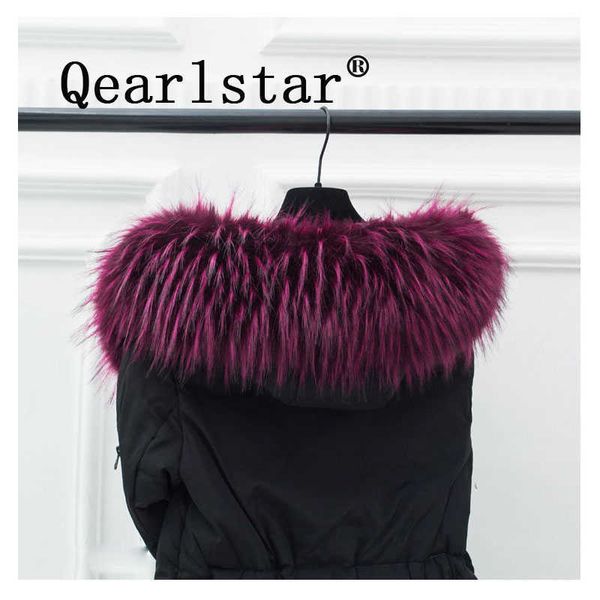 

qearlsart faux raccoon fur collar winter scarves for women jacket hood luxury fur decor shawl men coat fur scarf accesories fy18 h0923, Silver