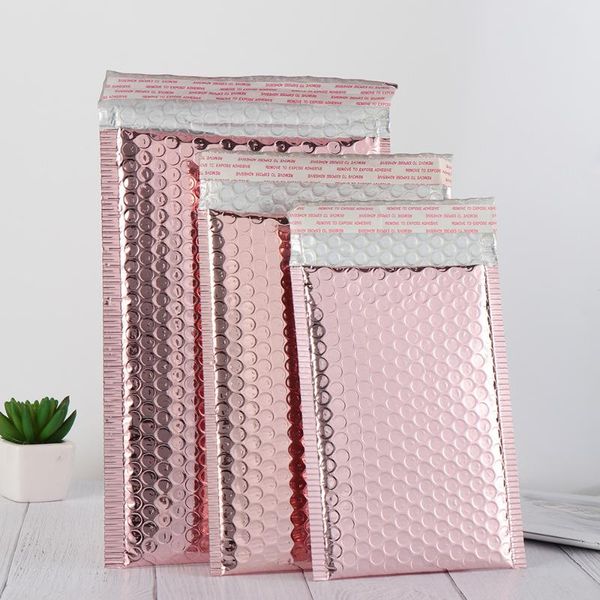 

storage bags 5pcs rose gold bubble envelope foam foil mailing bag waterproof mailer envelopes for gift packaging dropship