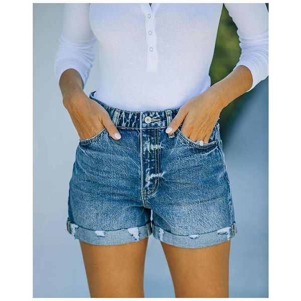 

women's shorts blue denim women summer high waist pure cotton khaki jeans short classic wide-leg white, White;black