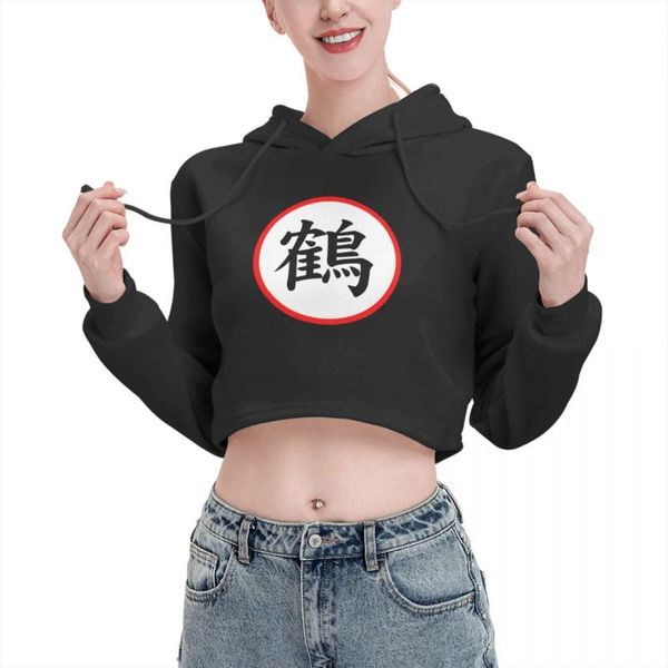 

women's hoodies & sweatshirts anime harajuku funny print hoody 00s women crop son-goku open navel cat ear sweater streetwear, Black