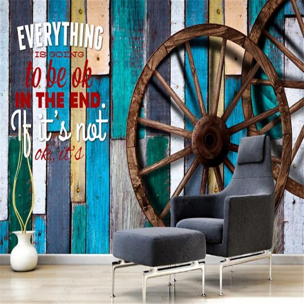 

wallpapers vintage color wooden wheel bar mural industrial decoration wallpaper restaurant background wall paper papel de parede 3d