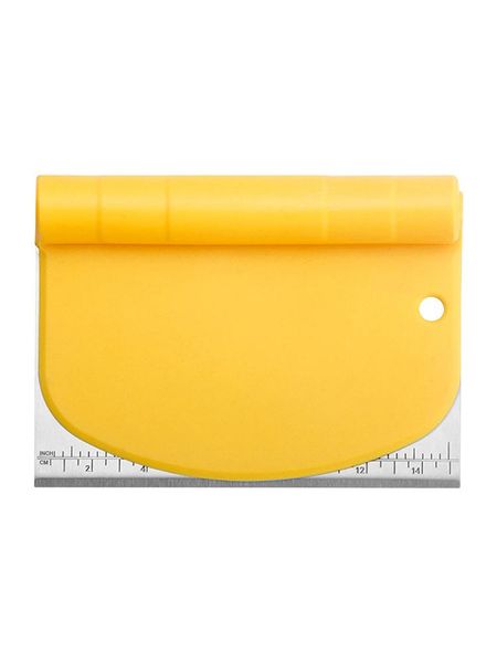 

baking & pastry tools stainless steel dough cutter 2-in-1 scraper with scale, cutter, and roll handle for flour use durable