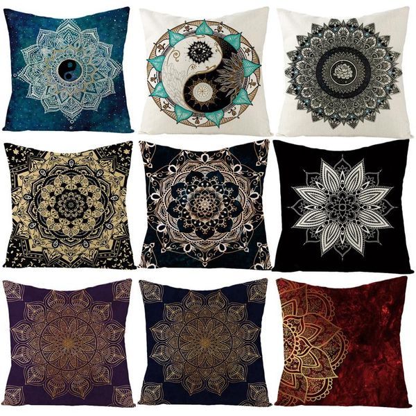 

mandala cushion cover bohemian style geometric pillow case decorative for sofa car home almofada linen material cushion/decorative