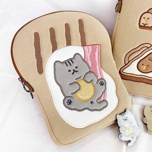 

tablet case lapstorage bag for mac ipad pro 9.7 11 13 13.3inch cartoon toast cat sleeve liner bag student girls case 211025