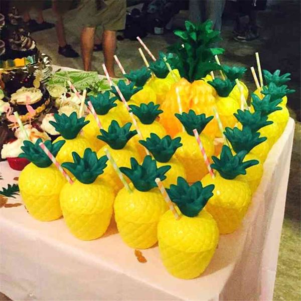 Hawaii Party Luau Flamingo Decorazione Ananas Cocco Bicchiere Matrimonio Compleanno Estate Decorazioni per feste tropicali hawaiane 210925