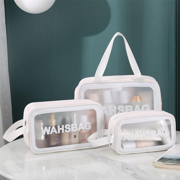 

cosmetic bags & cases frosted portable large-capacity storage polyester bag pvc transparent