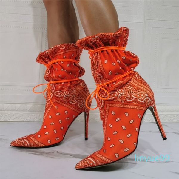 

women's boots printed sleeve elastic super high heel large 47, Black