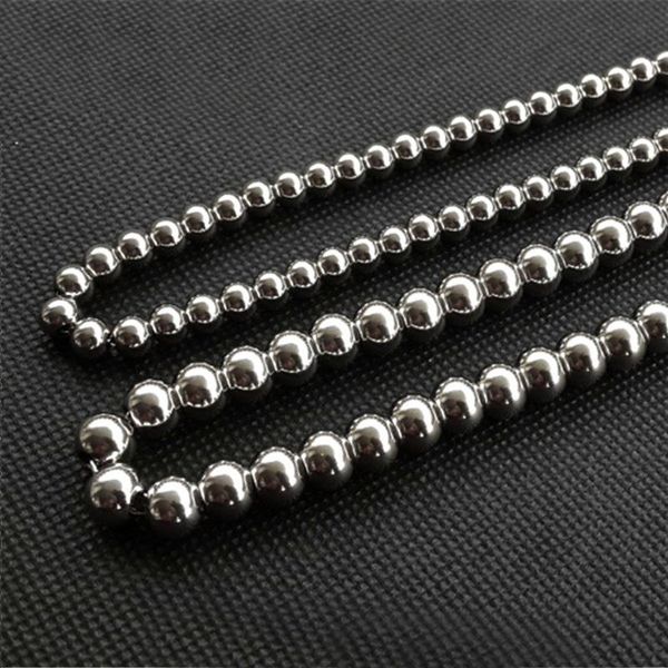 

chains beads necklace mens stainless steel long chain necklaces hip hop fashion steampunk jewelry gifts for male accessories, Silver