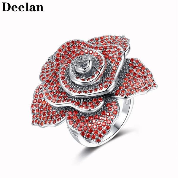 

wedding rings deelan fashion flower-finger for women cubic zirconia engagement jewelry wholesale drop, Slivery;golden
