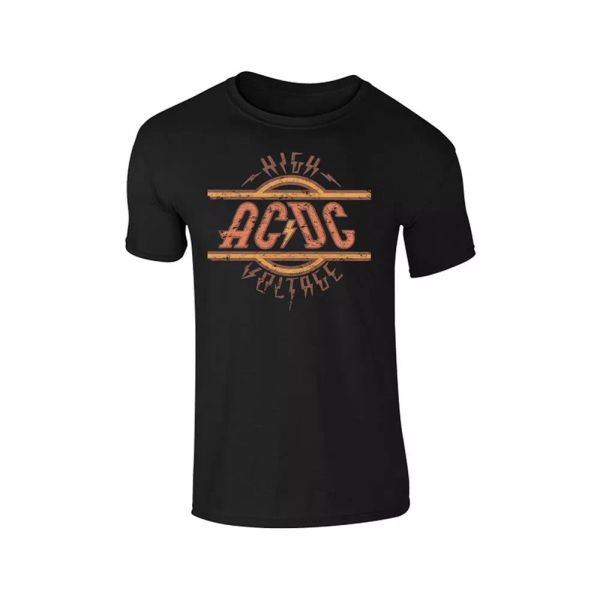 

ac/dc high voltage circular logo licensed men t-shirt, White;black