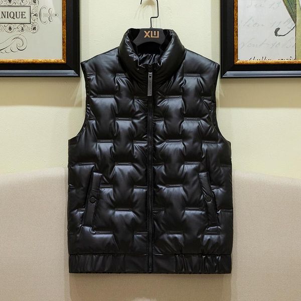 

men's vests fashion vest winter warm hooded padded coat youth cotton jacket thick down parka men, Black;white