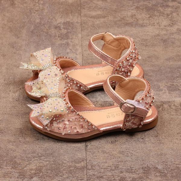 

sandals girls princess shoes infant kids baby pearl crystal bling bowknot single zapatos, Black;red