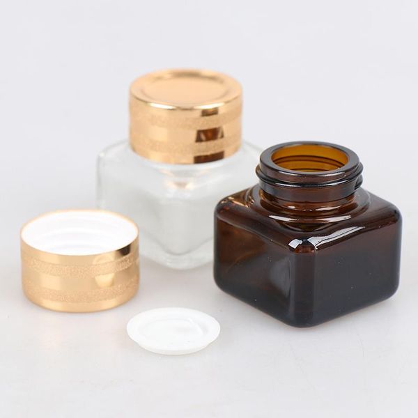 

soap dishes 1pc 15ml square amber glass jars eye cream bottle small container clear cosmetic packaging empty jar