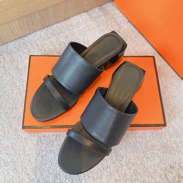 

luxury design women's slippers high heel sandals, Black