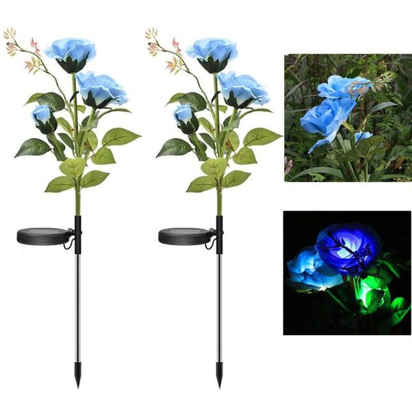 

decorative flowers & wreaths 2pcs led solar light artificial rose flower simulation outdoor waterproof garden yard lawn lamps decoration