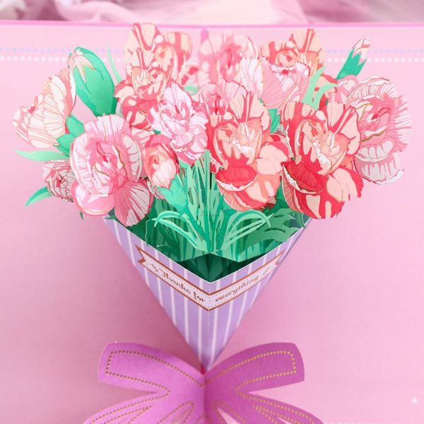 

greeting cards 1pcs 3d card carnation bouquet send blessing creative thanksgiving with envelope and small