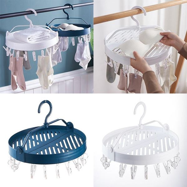 

hangers & racks rotatable drying rack with 18 peg foldable round sock hanger dryer for underwear lingerie baby clothes and small laundry ite