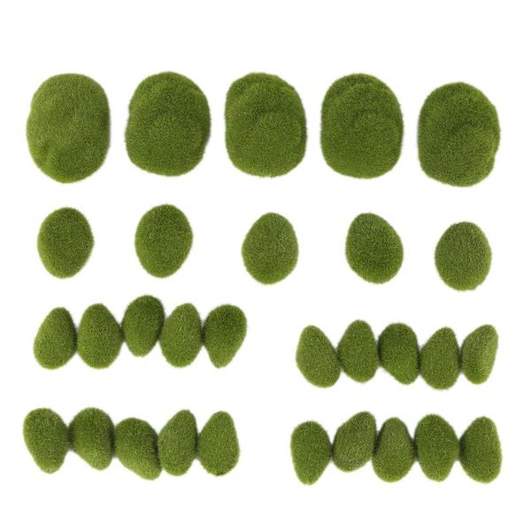 

decorative flowers & wreaths 30pcs 3 size artificial moss rocks decorative, green balls,for floral arrangements gardens and crafting
