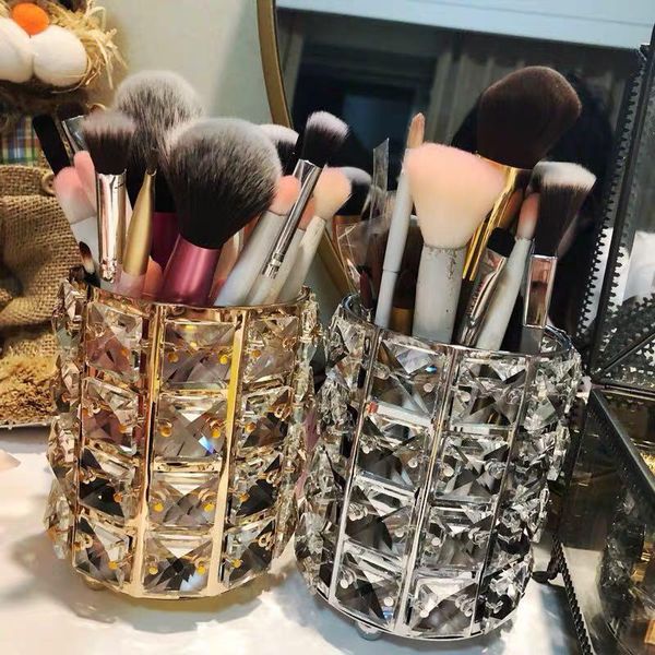 

bathroom storage & organization crystal makeup brush bucket eyebrow pencil comb finishing box sign the pen holder
