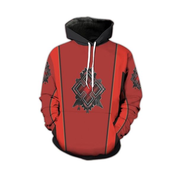 

new skull print casual men's hooded pocket sweater women's large red coat, Black