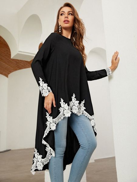 

embroidery detail high low i9oa#, White