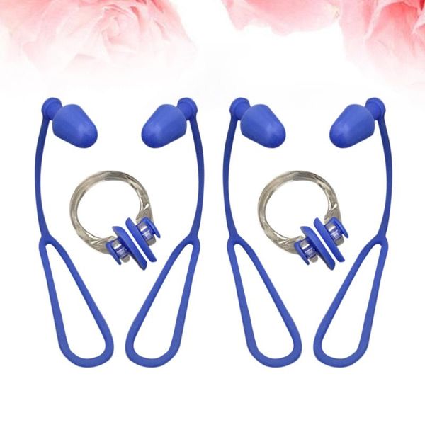 

nose clip 2pcs with rope waterproof earplug clamp set for kids adults (blue)