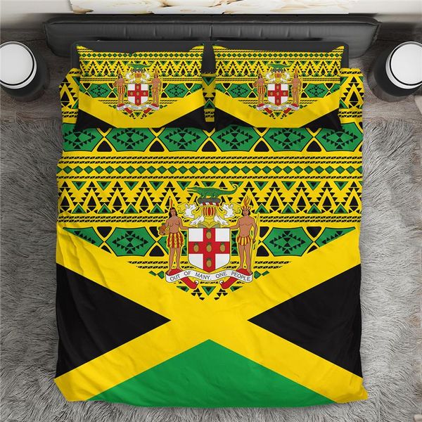 

bedding sets ethnic tribal green and black jamaica flag print duvet cover for with 2pcs pillowcase twin//king