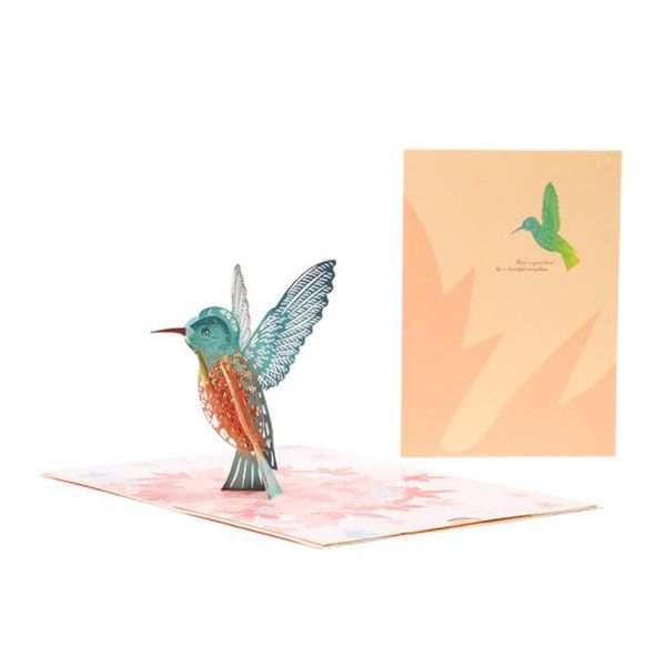 100pcs 3D Pop-Up Hummingbird Bird Greeting Thinking of You Card per il compleanno Festa del papà Festa della mamma Matrimonio Busta