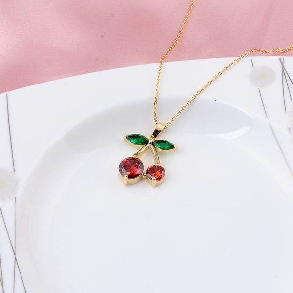 

pendant zircon cherry personalized design collarbone chain korean fashion net red short necklace, Silver